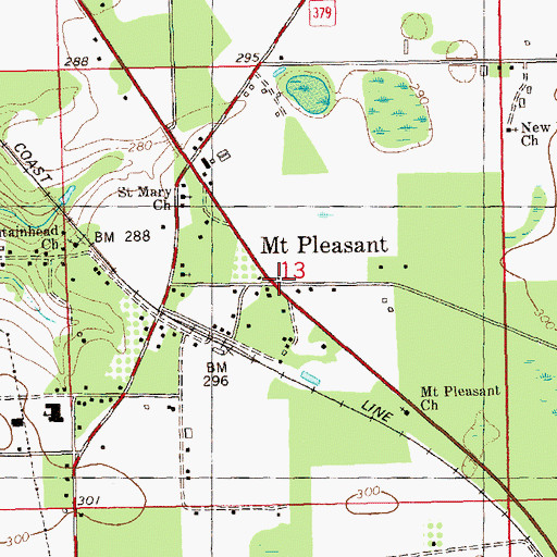 Topographic Map of Mount Pleasant, FL
