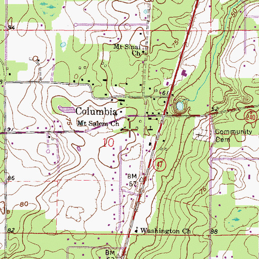 Topographic Map of Mount Salem Baptist Church, FL