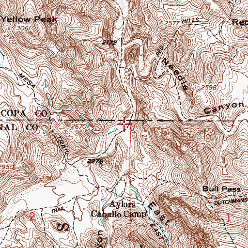 Topographic Map of East Boulder Canyon, AZ