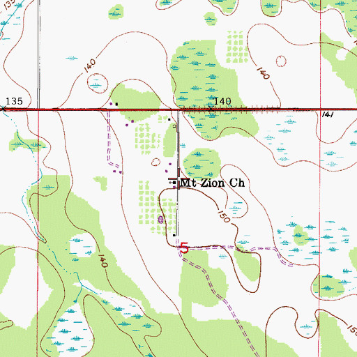Topographic Map of Mount Zion Church, FL