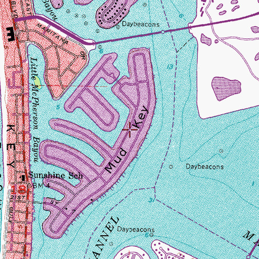 Topographic Map of Mud Key, FL