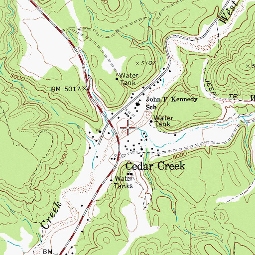 Topographic Map of East Cedar Creek, AZ