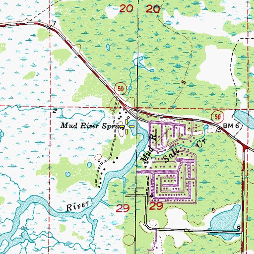 Topographic Map of Mud River Spring, FL