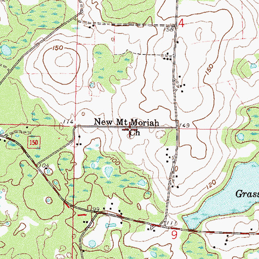 Topographic Map of New Mount Moriah Church, FL