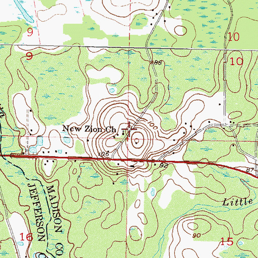 Topographic Map of New Zion Church, FL