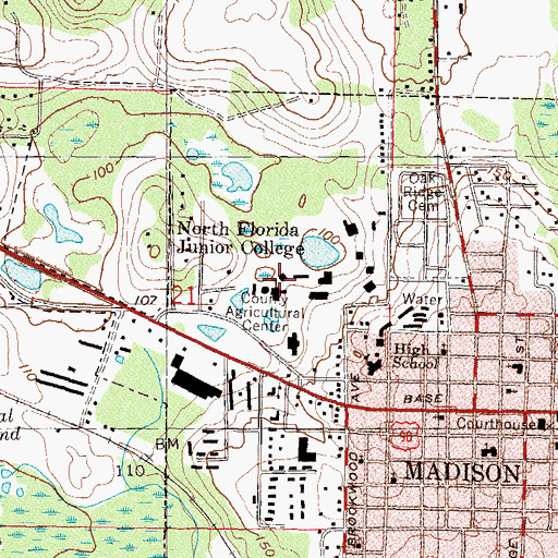 Topographic Map of North Florida Community College, FL