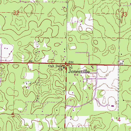 Topographic Map of Oak Dale Baptist Church, FL