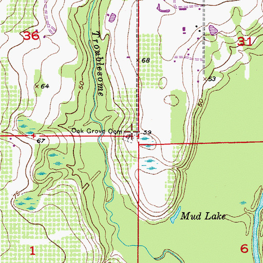 Topographic Map of Oak Grove Cemetery, FL
