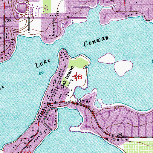 Topographic Map of Oak Island, FL