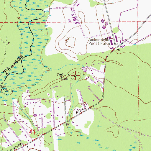 Topographic Map of Ogilvie Cemetery, FL