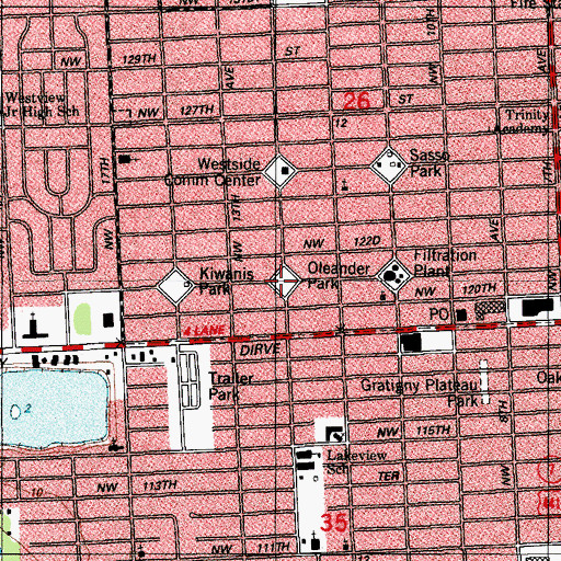 Topographic Map of Oleander Park, FL