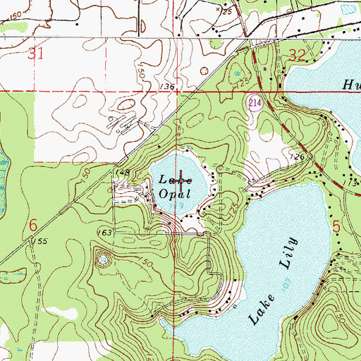 Topographic Map of Lake Opal, FL