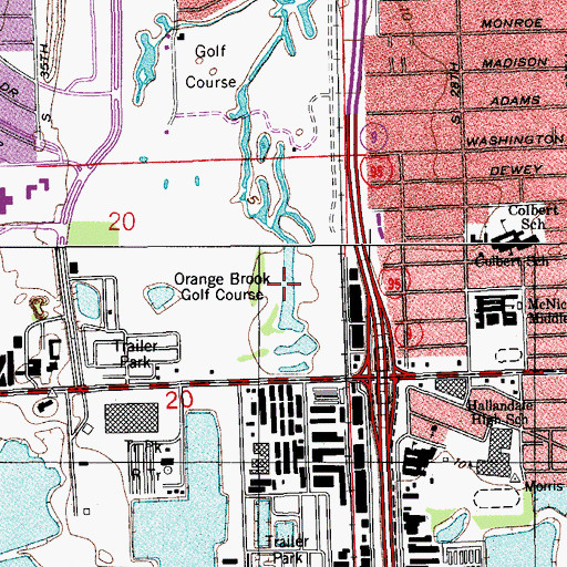 Topographic Map of Orange Brook Golf Course, FL
