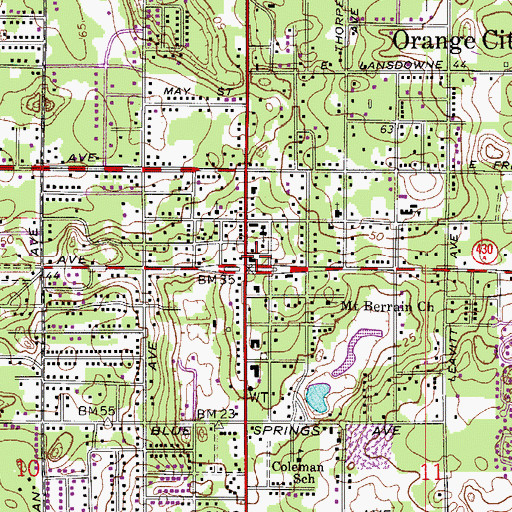 Topographic Map of Orange City, FL