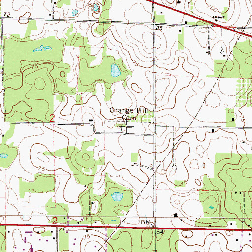 Topographic Map of Orange Hill Cemetery, FL