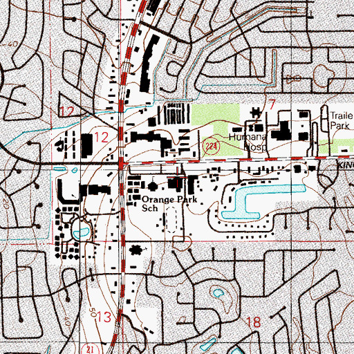 Topographic Map of Orange Park High School, FL