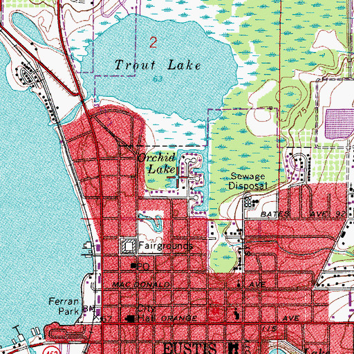 Topographic Map of Orchid Lake, FL