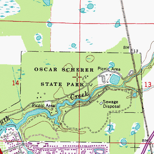 Topographic Map of Oscar Scherer State Park, FL
