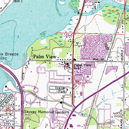 Topographic Map of Palm View Elementary School, FL