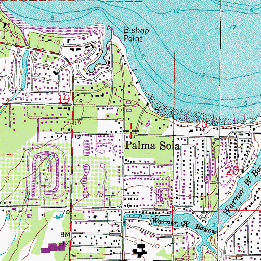 Topographic Map of Palma Sola, FL
