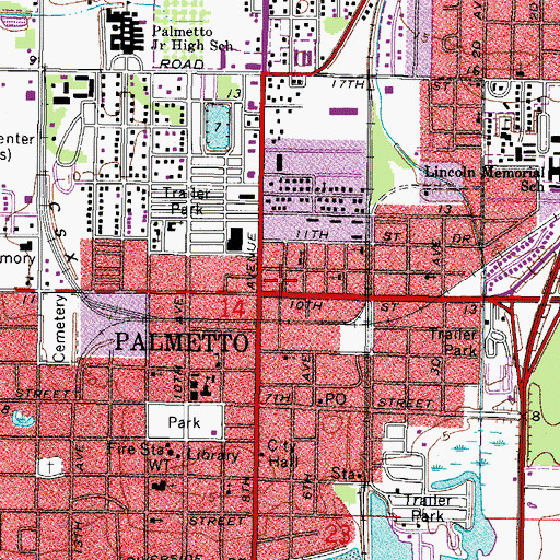 Topographic Map of Palmetto, FL