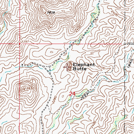 Topographic Map of Elephant Butte, AZ