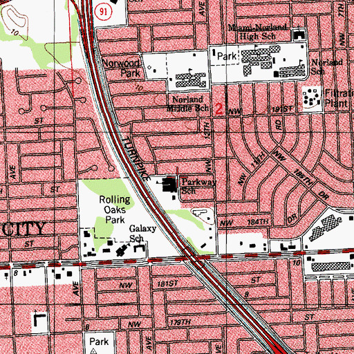 Topographic Map of Parkway Elementary School, FL