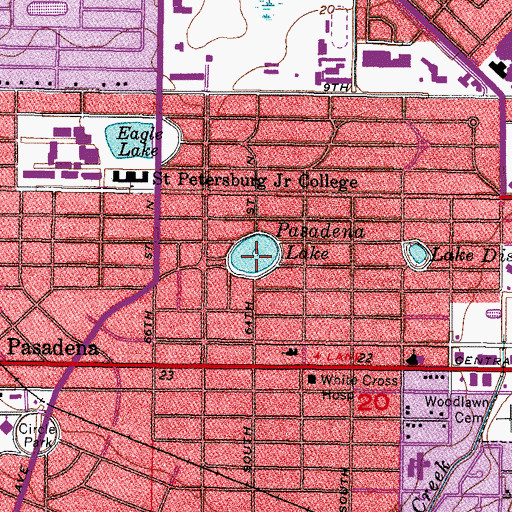 Topographic Map of Pasadena Lake, FL