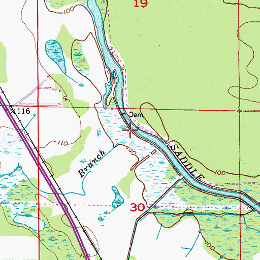 Topographic Map of Phyllis Branch, FL