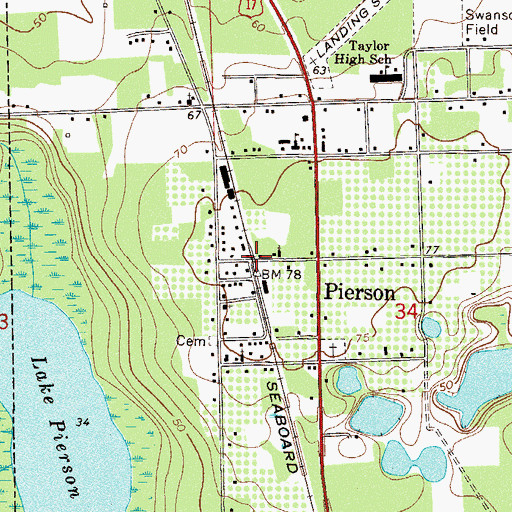 Topographic Map of Pierson, FL