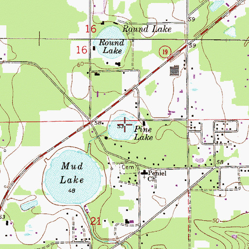 Topographic Map of Pine Lake, FL