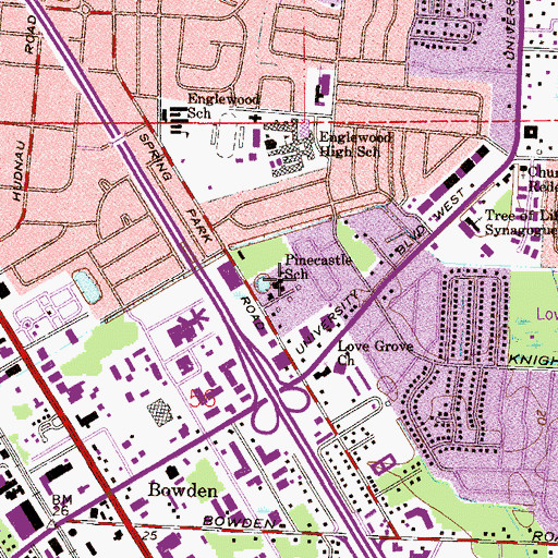 Topographic Map of Pinecastle School, FL