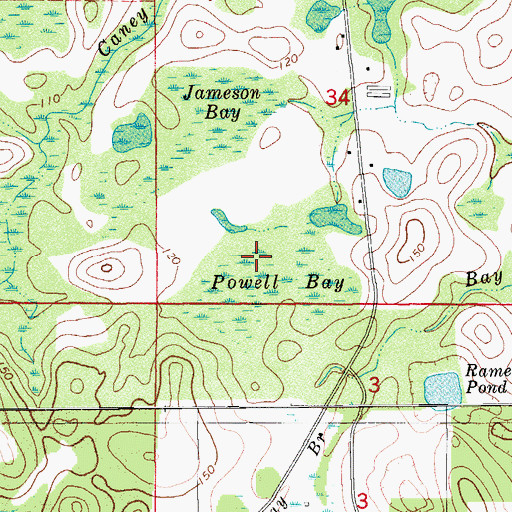 Topographic Map of Powell Bay, FL