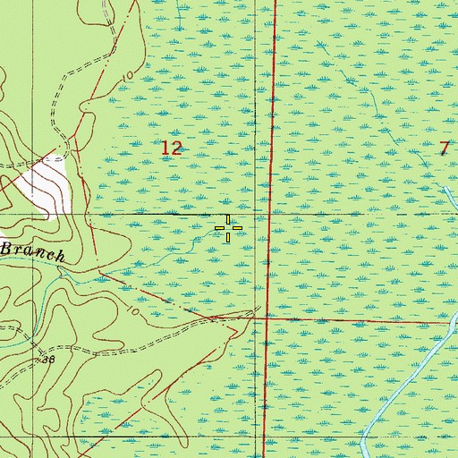 Topographic Map of Pretty Branch, FL