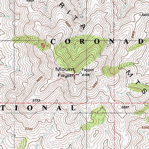 Topographic Map of Mount Fagan, AZ