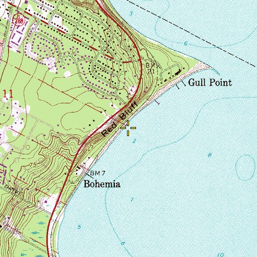 Topographic Map of Red Bluff, FL