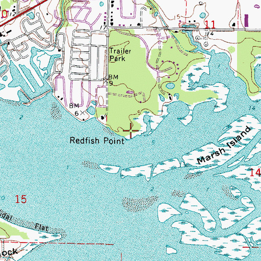 Topographic Map of Redfish Point, FL
