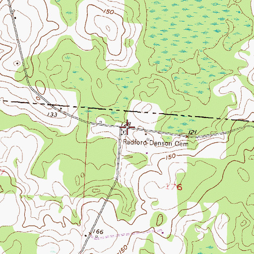 Topographic Map of Redford Denson Cemetery, FL