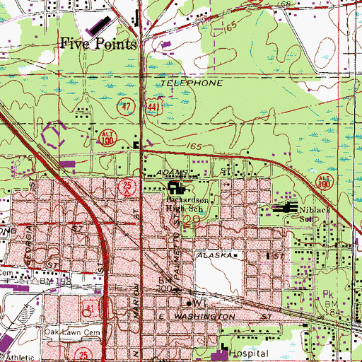 Topographic Map of Richardson High School (historical), FL