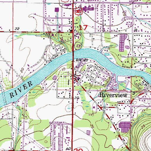 Topographic Map of Riverview, FL