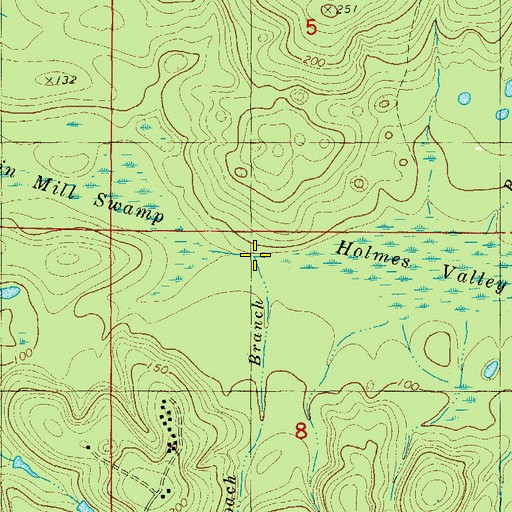 Topographic Map of Roach Branch, FL