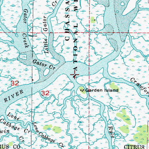 Topographic Map of Ryle Creek, FL