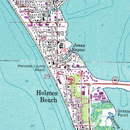 Topographic Map of Saint Bernards Church, FL