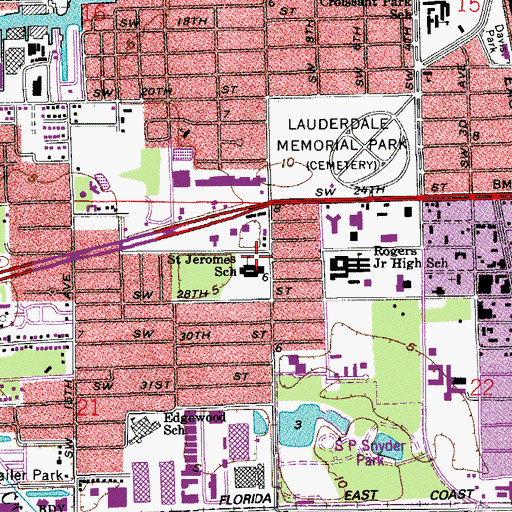 Topographic Map of Saint Jeromes School, FL