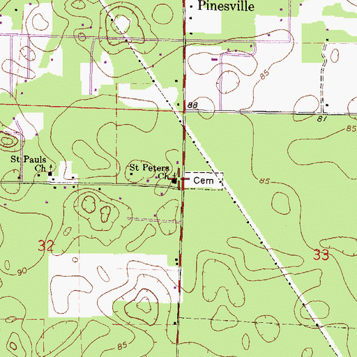 Topographic Map of Saint Peter's Baptist Church, FL