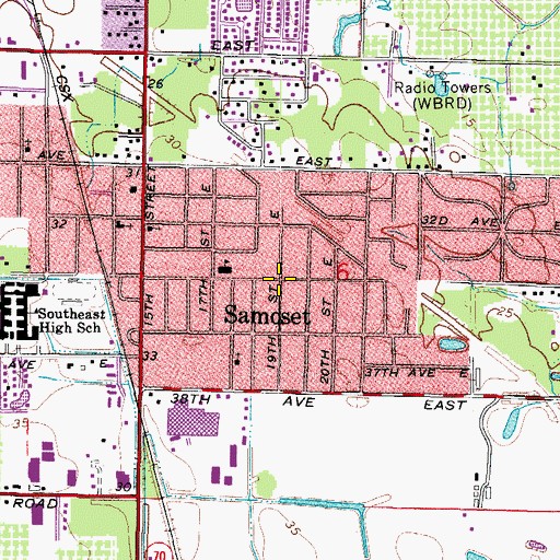 Topographic Map of Samoset, FL