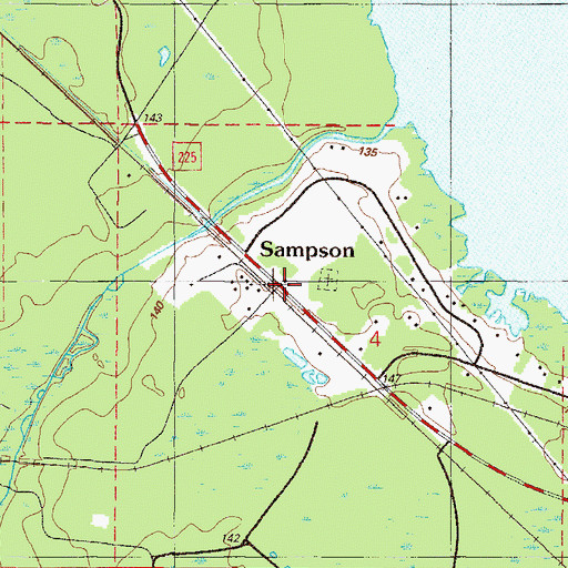 Topographic Map of Sampson, FL