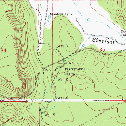 Topographic Map of Flagstaff City Well One, AZ