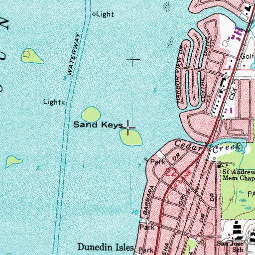 Topographic Map of Sand Keys, FL