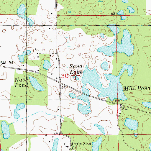 Topographic Map of Sand Lake, FL